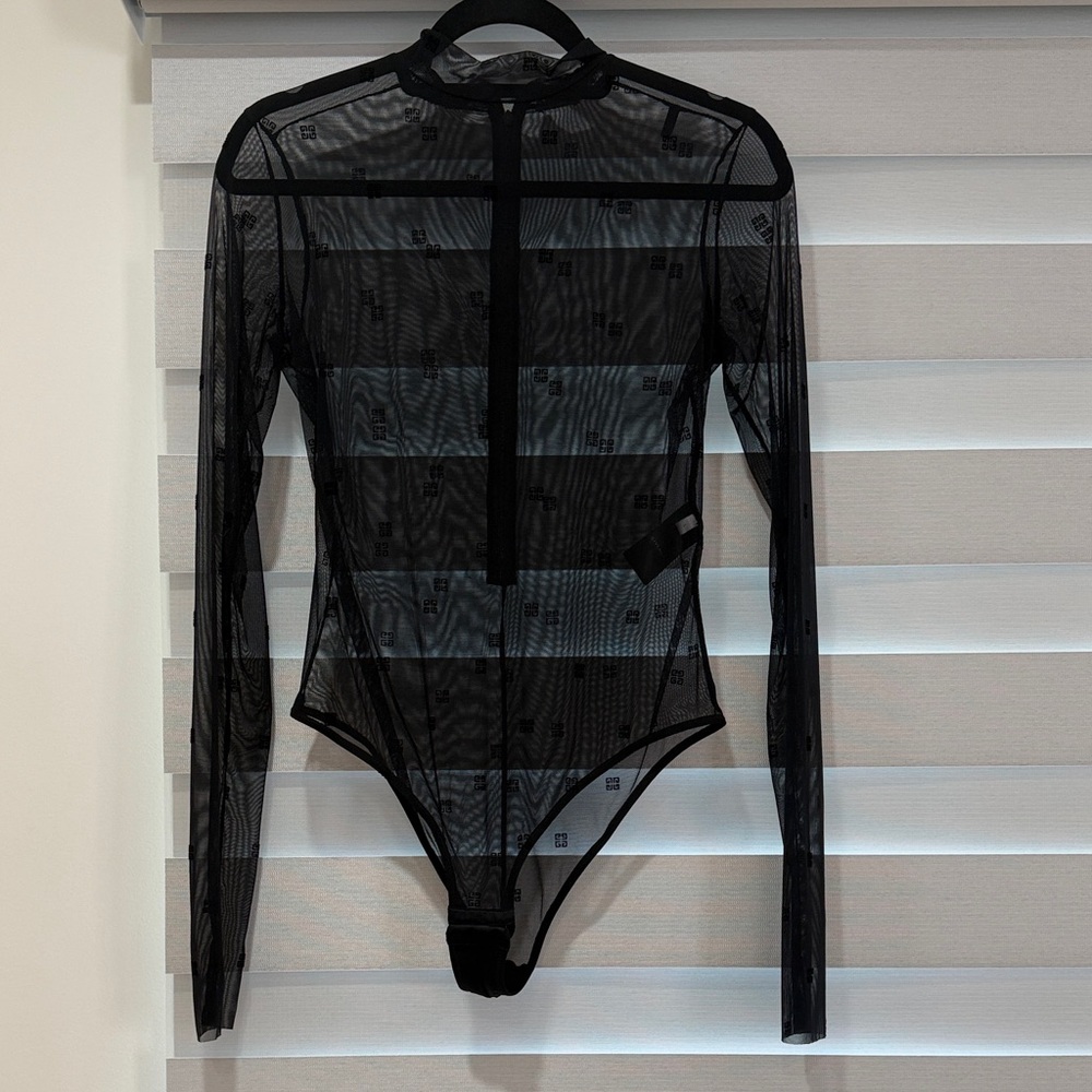 Givenchy Black Sheer Long Sleeve Bodysuit